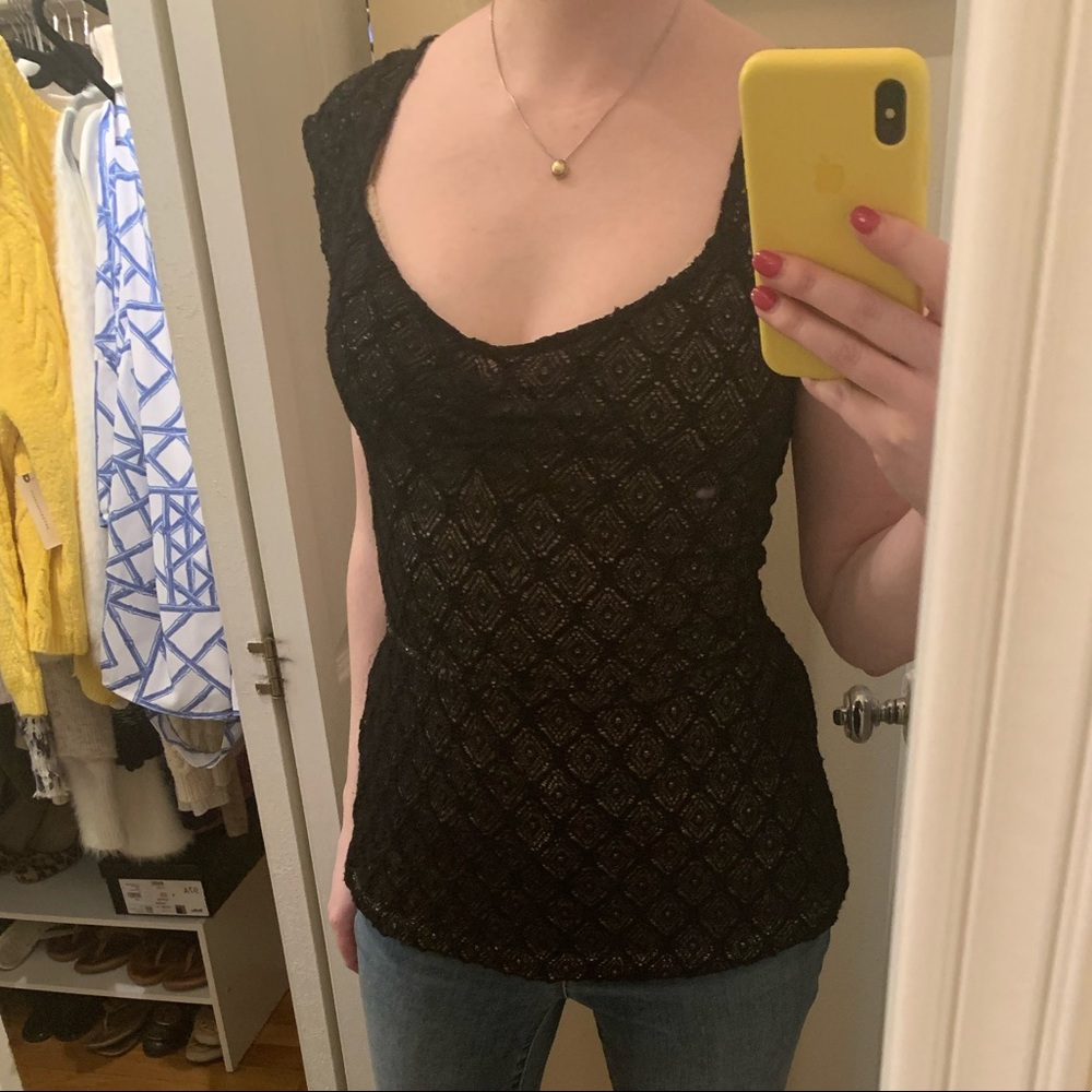 Anthropologie Black Peplum Cut-Out Top
